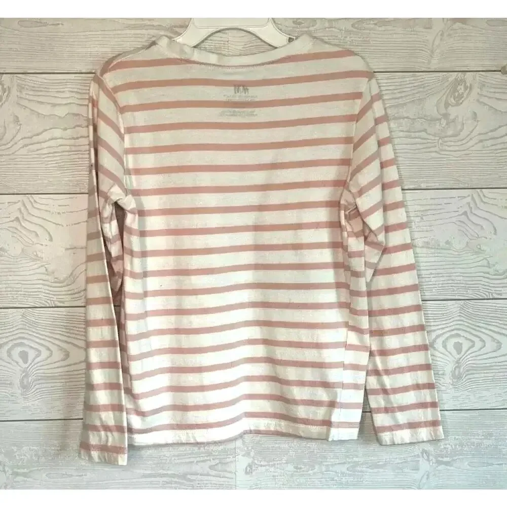 H&M girls’ pink striped long sleeve top Size Small (6X/7)